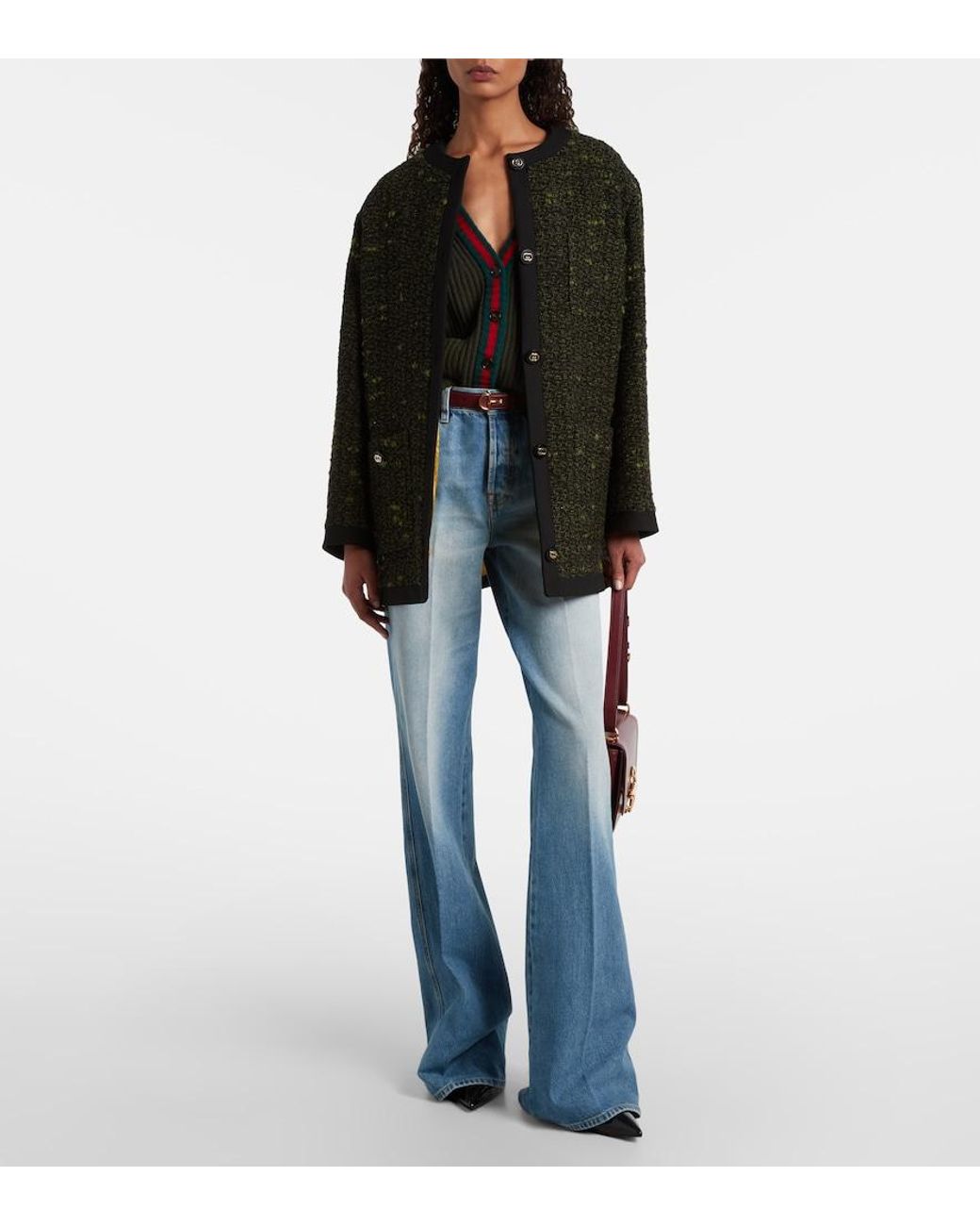 Gucci Blue Horsebit Mid-Rise Flared Jeans