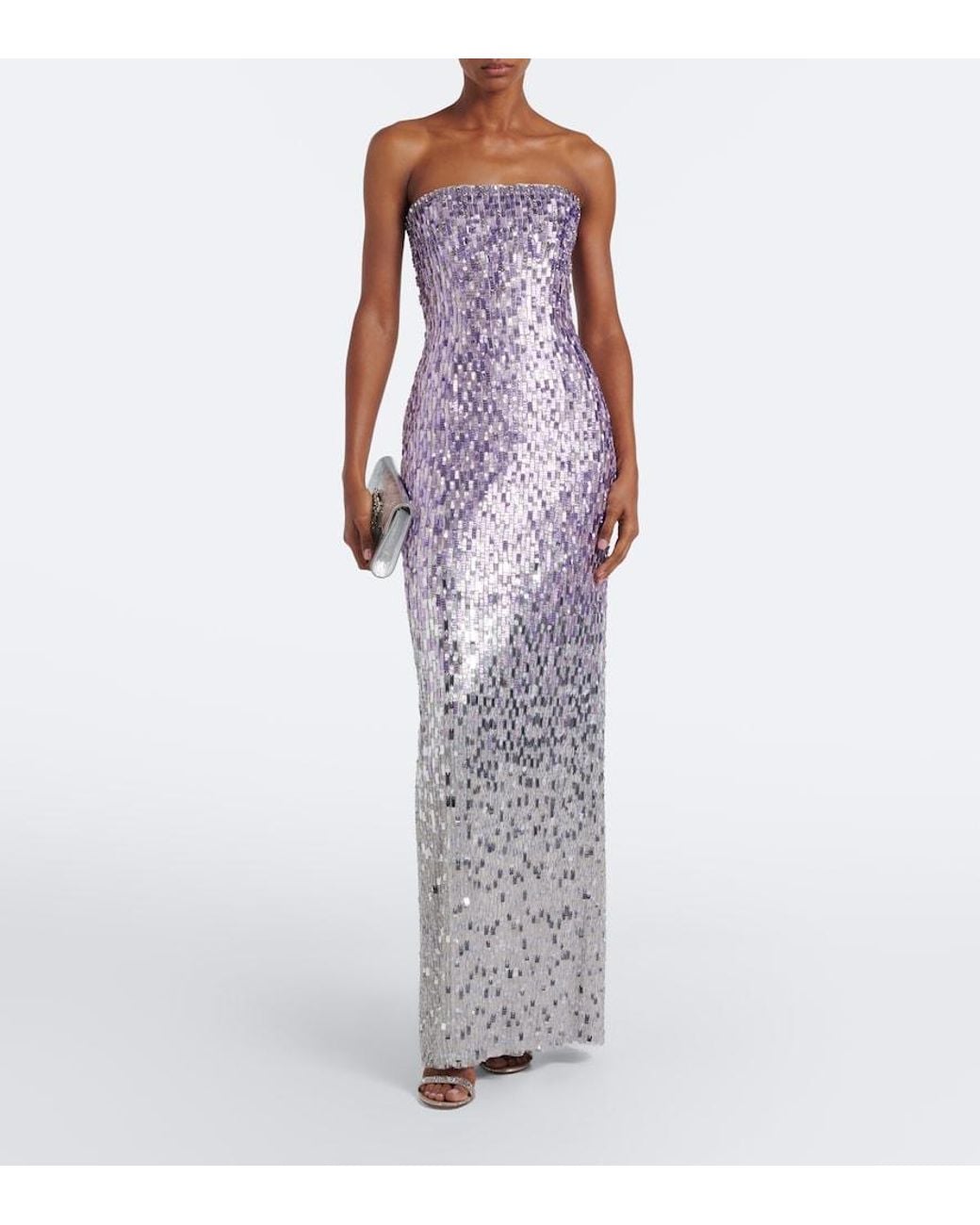 Jenny Packham Purple Lucille Sequined Strapless Gown