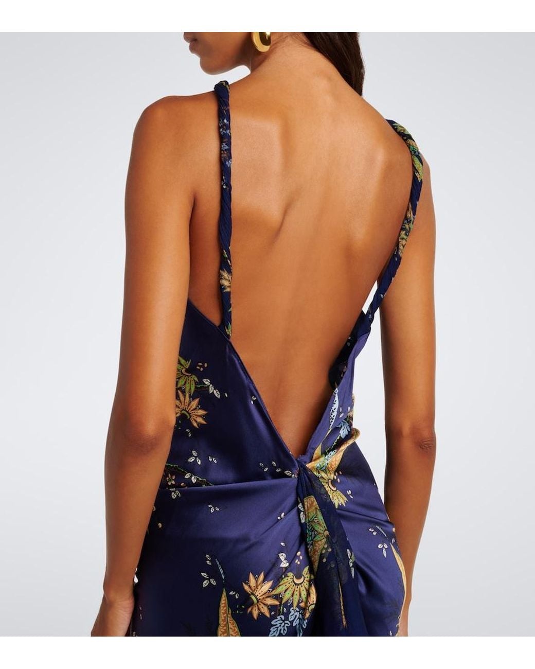 Staud Blue Charli Printed Silk-Blend Maxi Dress