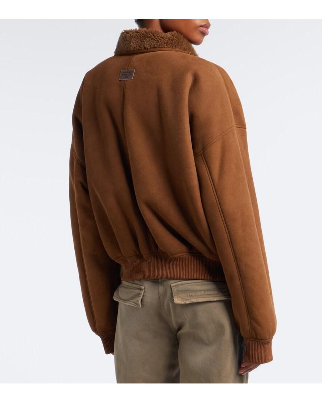 Acne Brown Shearling-Lined Suede Bomber Jacket