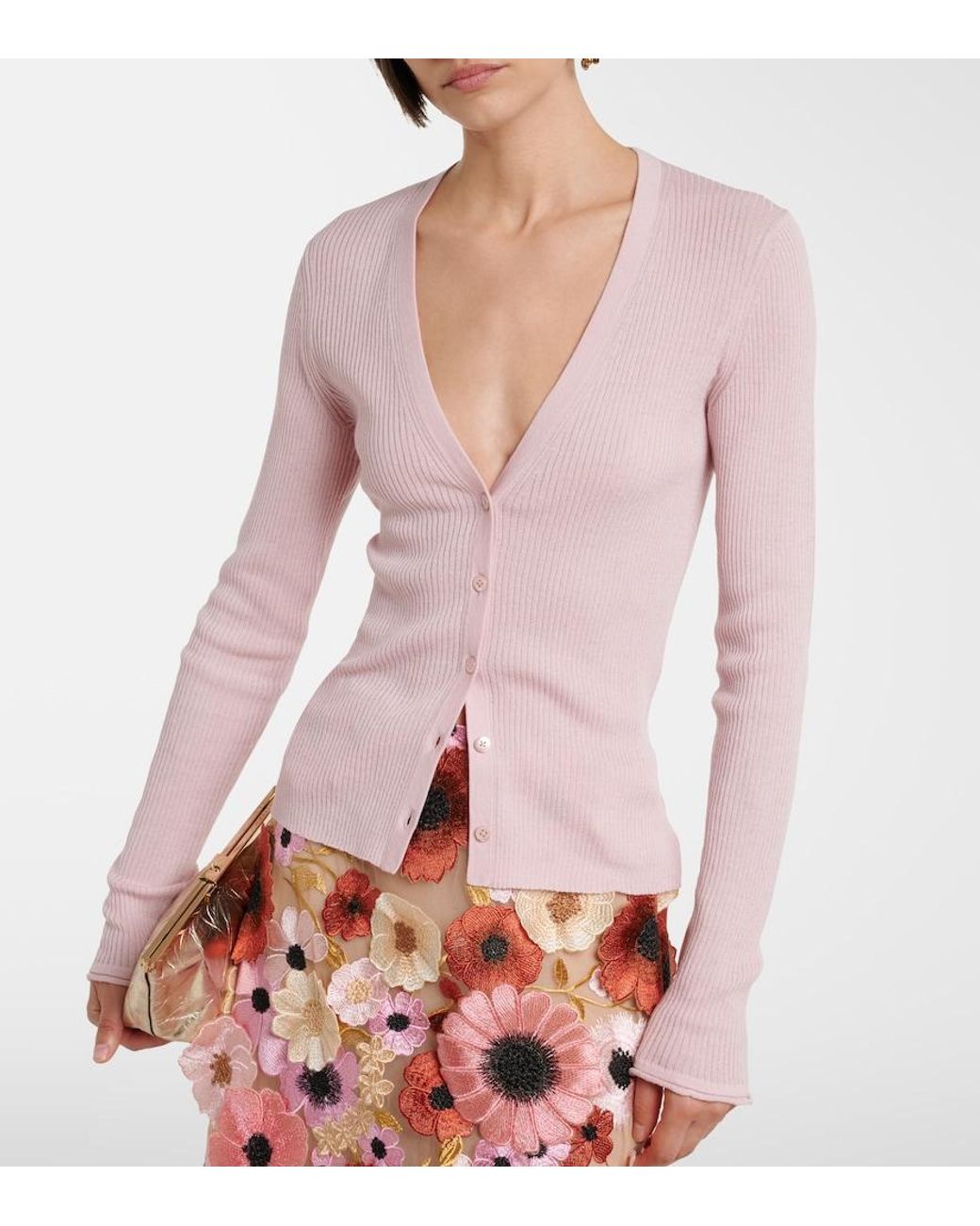 Dorothee Schumacher Pink Refined Essentials Wool And Cotton Cardigan