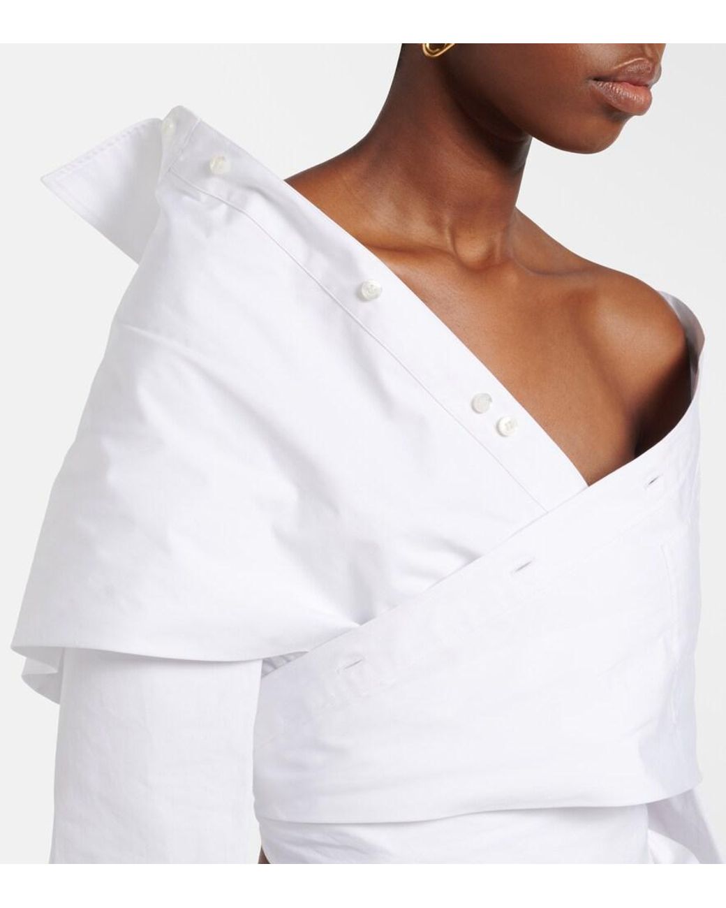 Balenciaga White Off-Shoulder Cotton Top