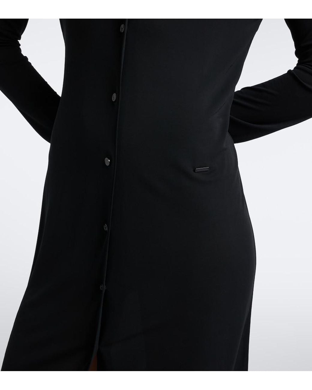 Gucci Black Semi-Sheer Crepe Jersey Shirt Dress