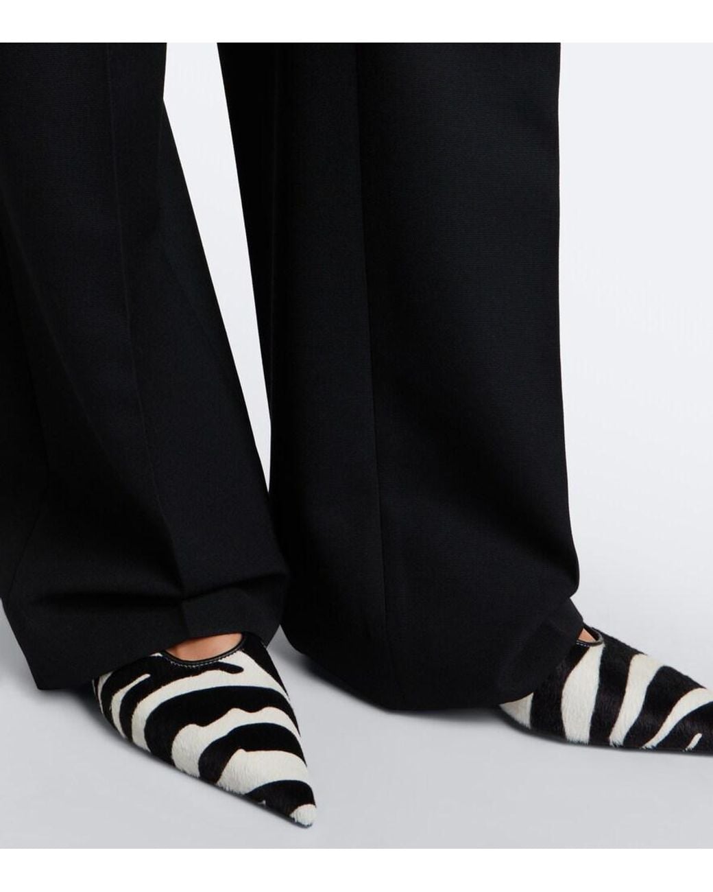 Totême Black Zebra-Print Calf Hair Pumps