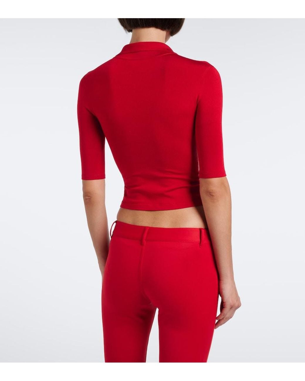 Gucci Red Knitted Silk-Blend Polo Sweater