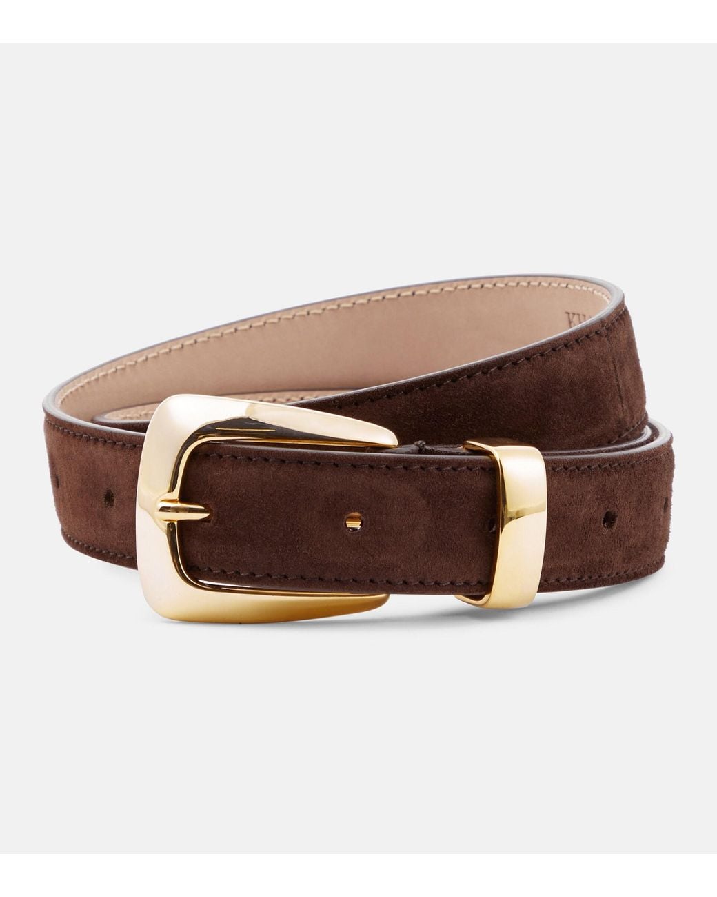 KHAITE Benny Suede Belt in Brown | Lyst