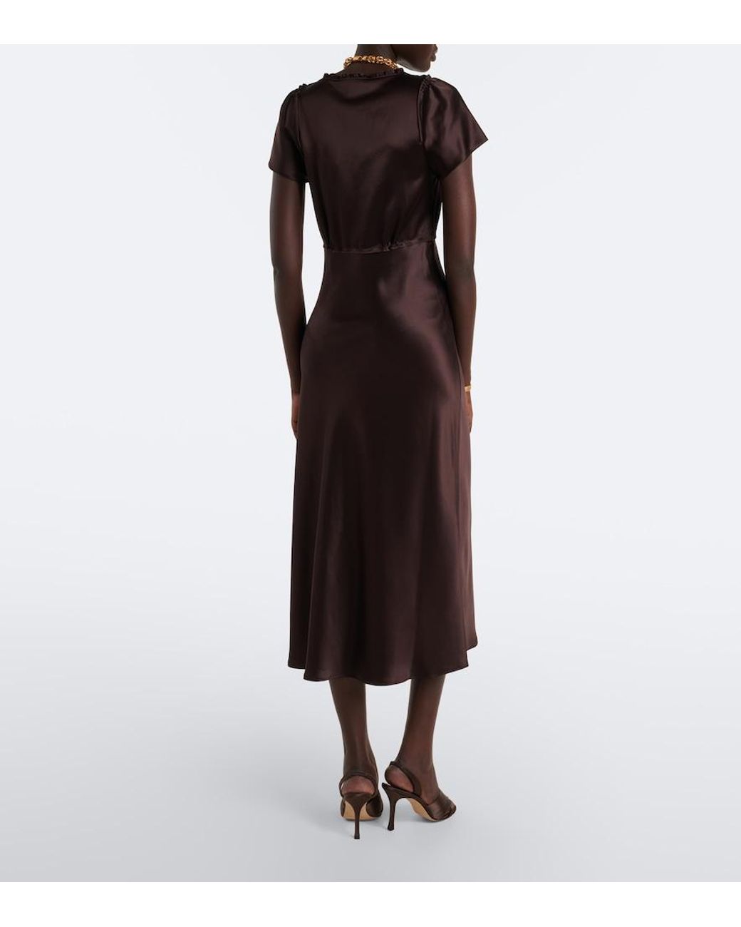 Dorothee Schumacher Black Shiny Statement Satin Midi Dress