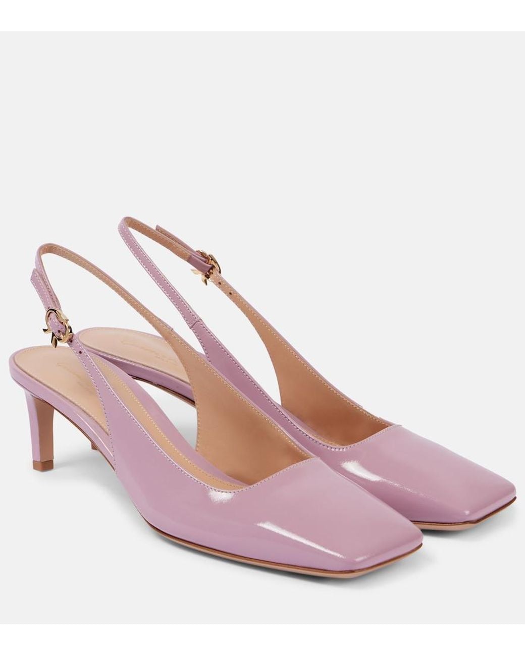 Gianvito Rossi Pink 55 Leather Slingback Pumps