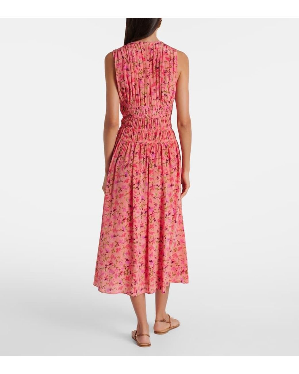 Ulla Johnson Red Sylvie Floral Silk Midi Dress