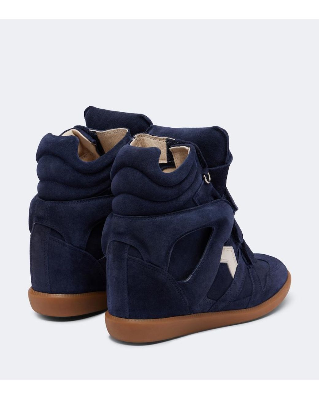 Isabel Marant Blue Beckett Leather And Suede Wedge Sneakers