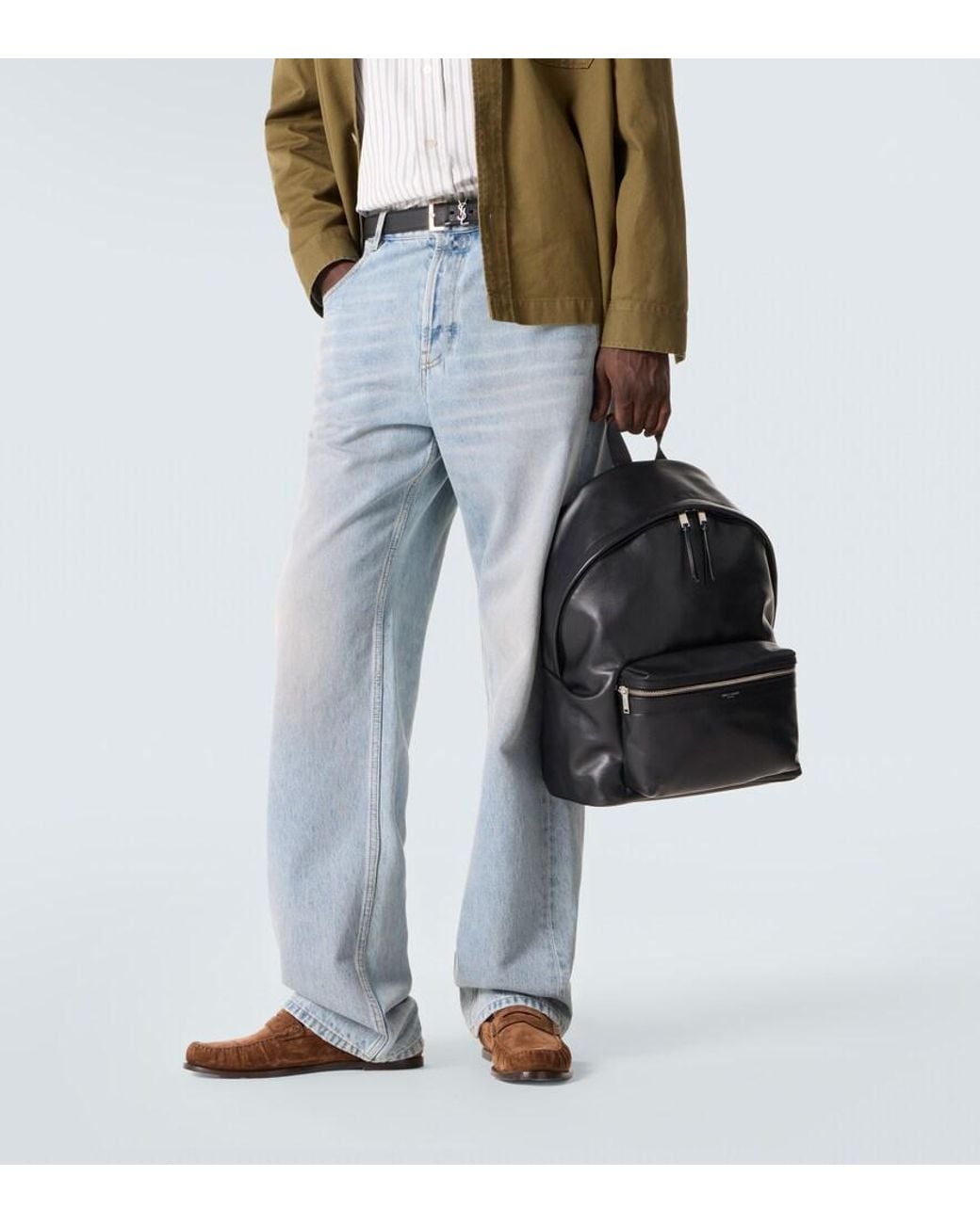Saint Laurent Black City Leather Backpack for men