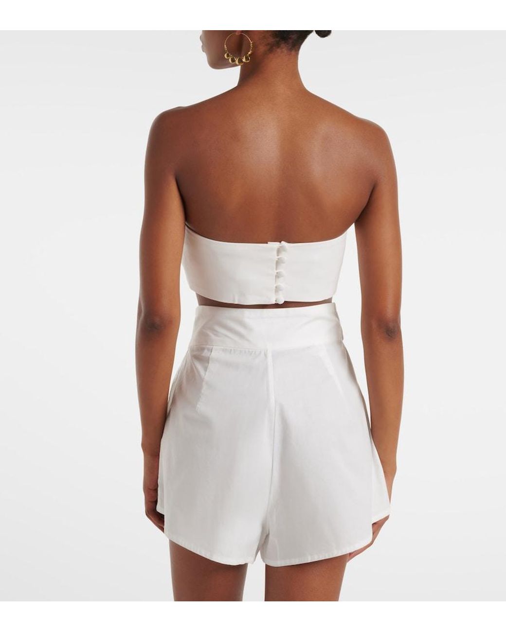 Adriana Degreas Natural Embellished Cotton-Blend Bandeau Top
