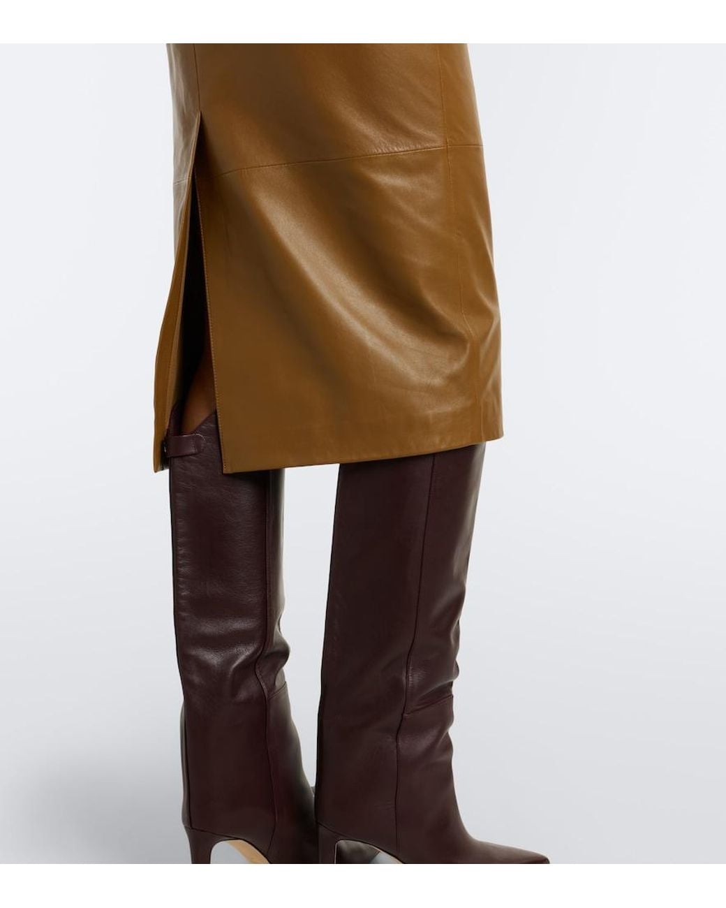 Dorothee Schumacher Brown Sleek Statement Leather Pencil Skirt