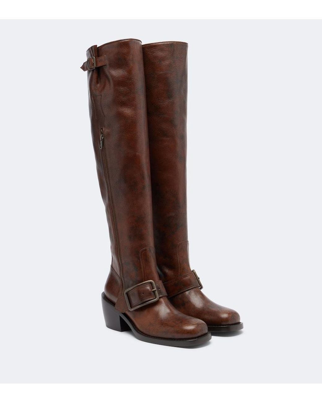 Dries Van Noten Brown Leather Over-The-Knee Boots