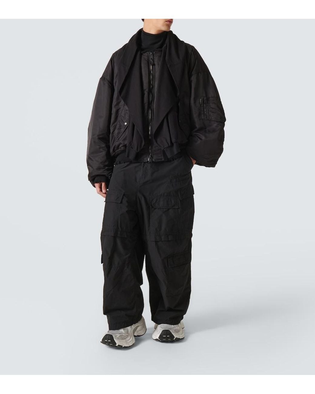 Balenciaga Black Incognito Hooded Bomber Jacket for men