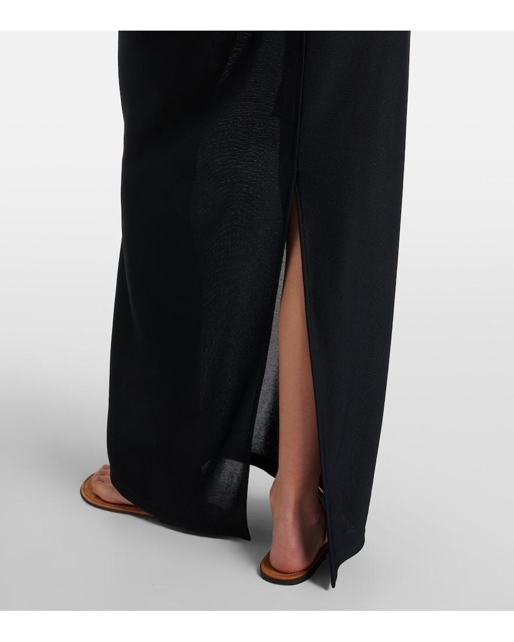 The Row Black Delyra Ruched Jersey Gown