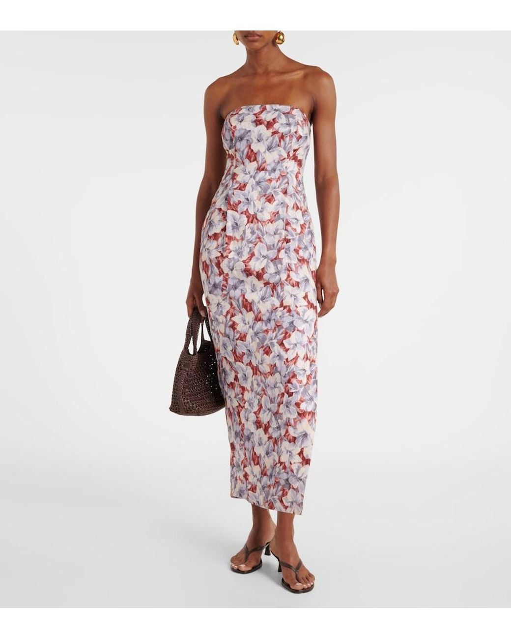 Posse Purple Rosalie Floral Linen Maxi Dress