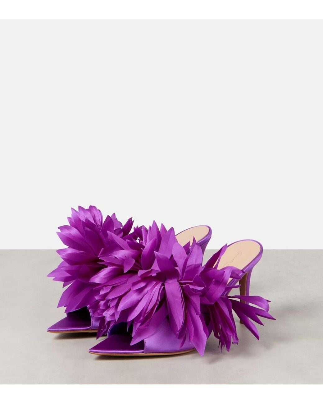 Gianvito Rossi Purple Daniah 85 Embellished Crepe Satin Mules