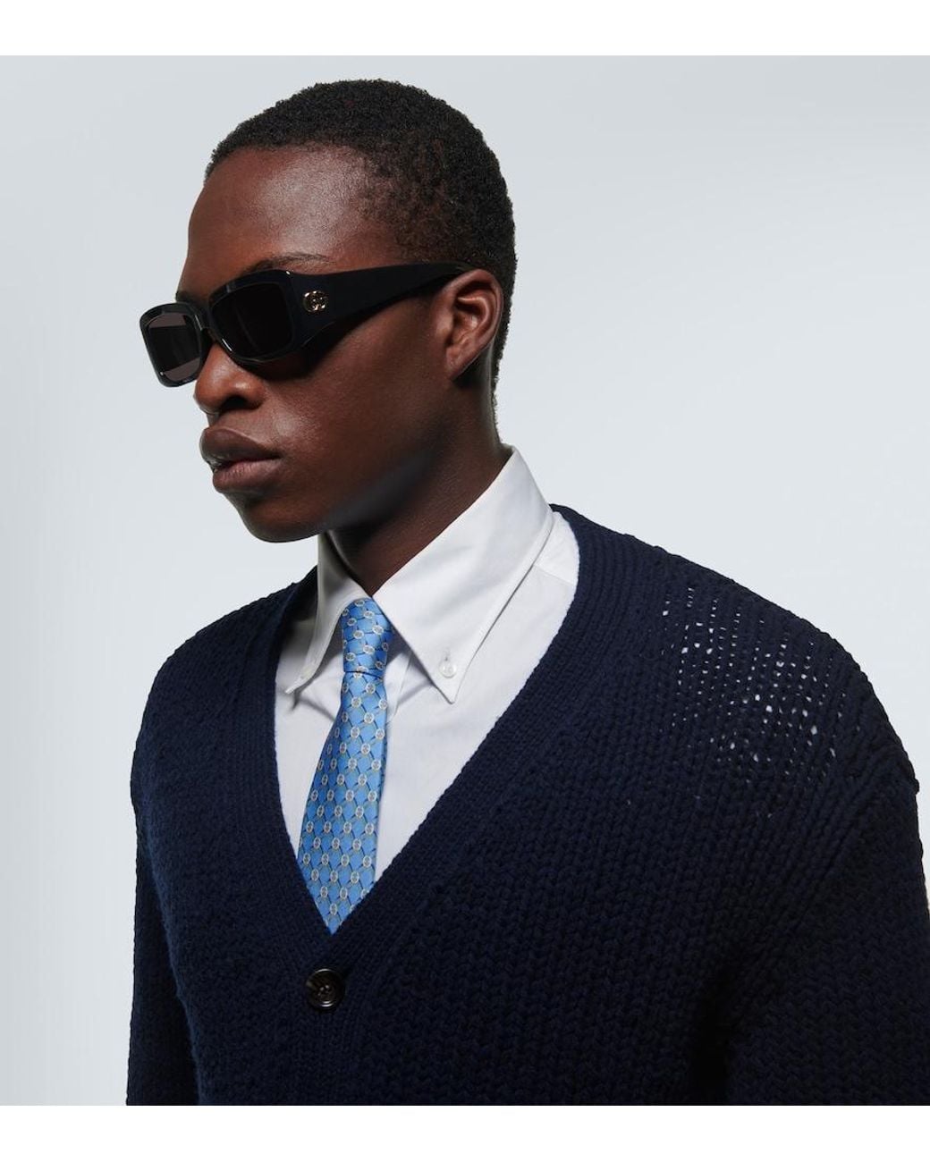 Gucci Brown Double G Rectangular Sunglasses for men