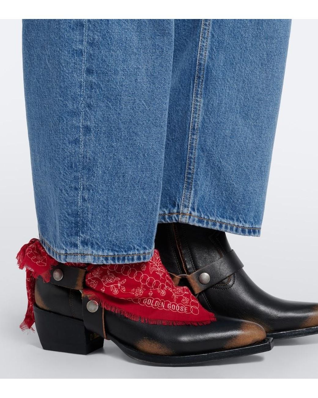Golden Goose Deluxe Brand Red Debbie Leather Cowboy Boots