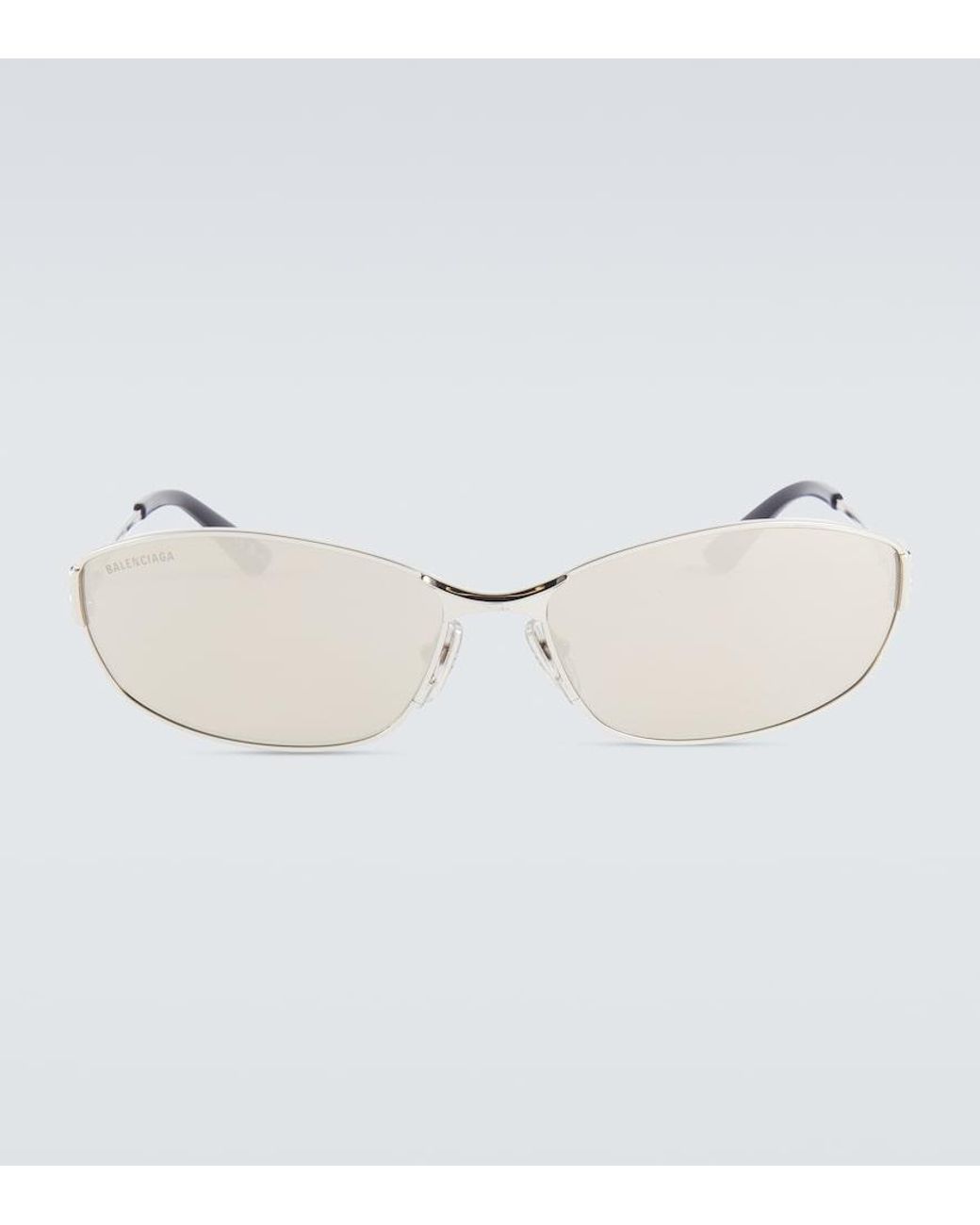 Balenciaga White Mercury Oval Sunglasses for men