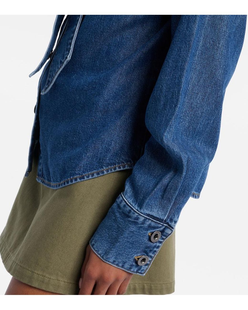 Self-Portrait Blue Bow-Detail Denim Shirt
