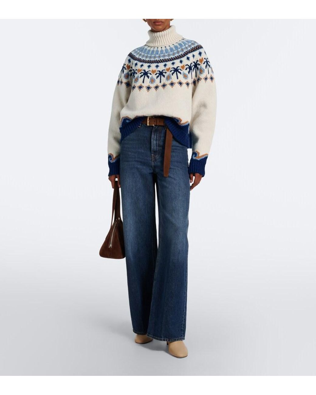 Alanui Blue Sweet Winter Virgin Wool Turtleneck Sweater