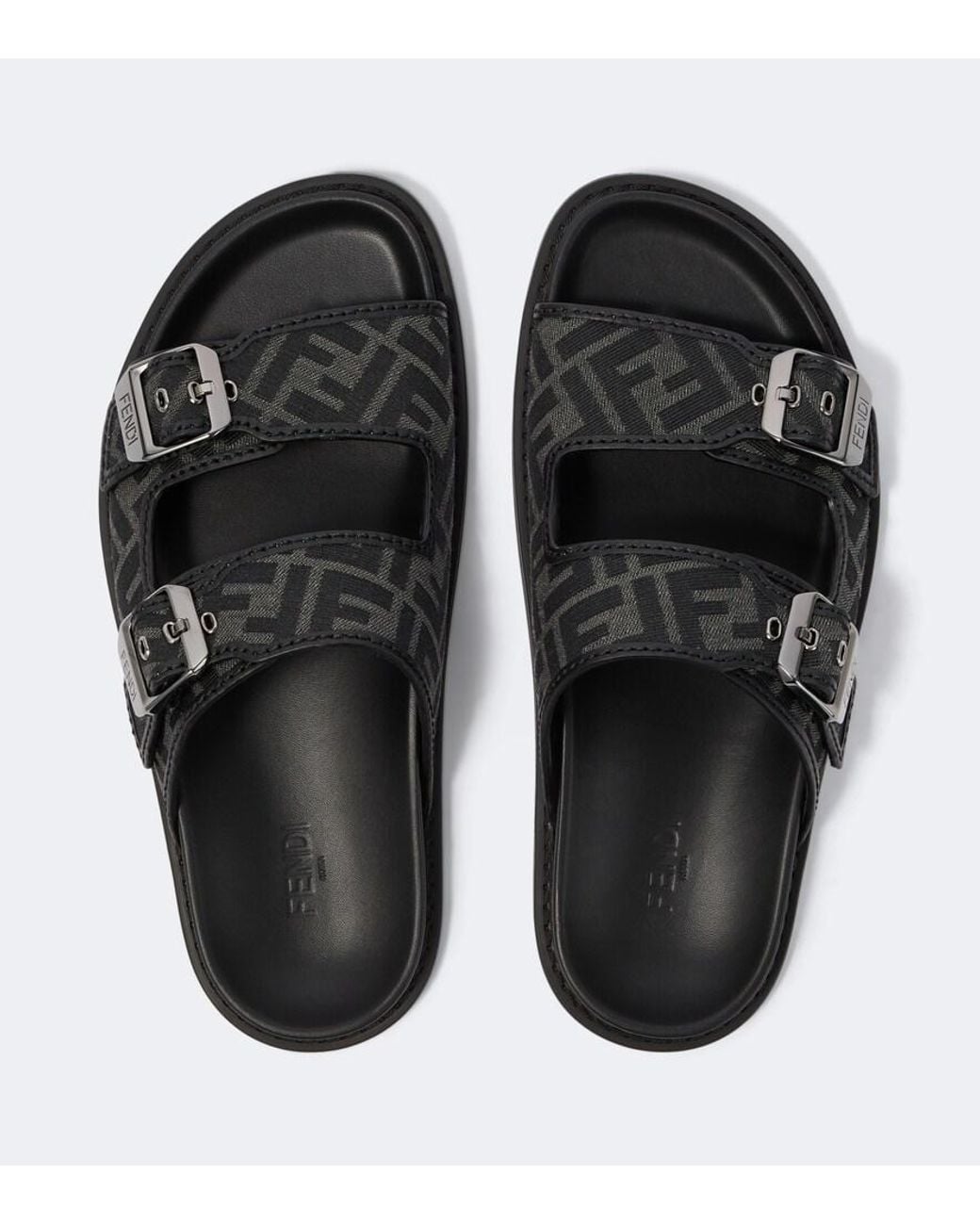 Fendi Black Feel Ff Zucca Jacquard Slides for men