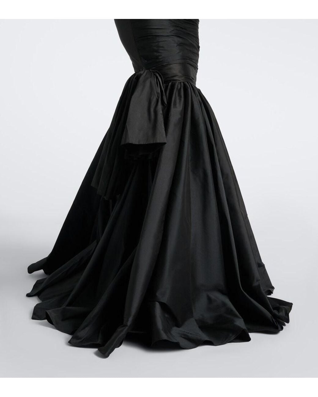 La Fuori Black Gilded Geo Draped Sequined Bustier Gown