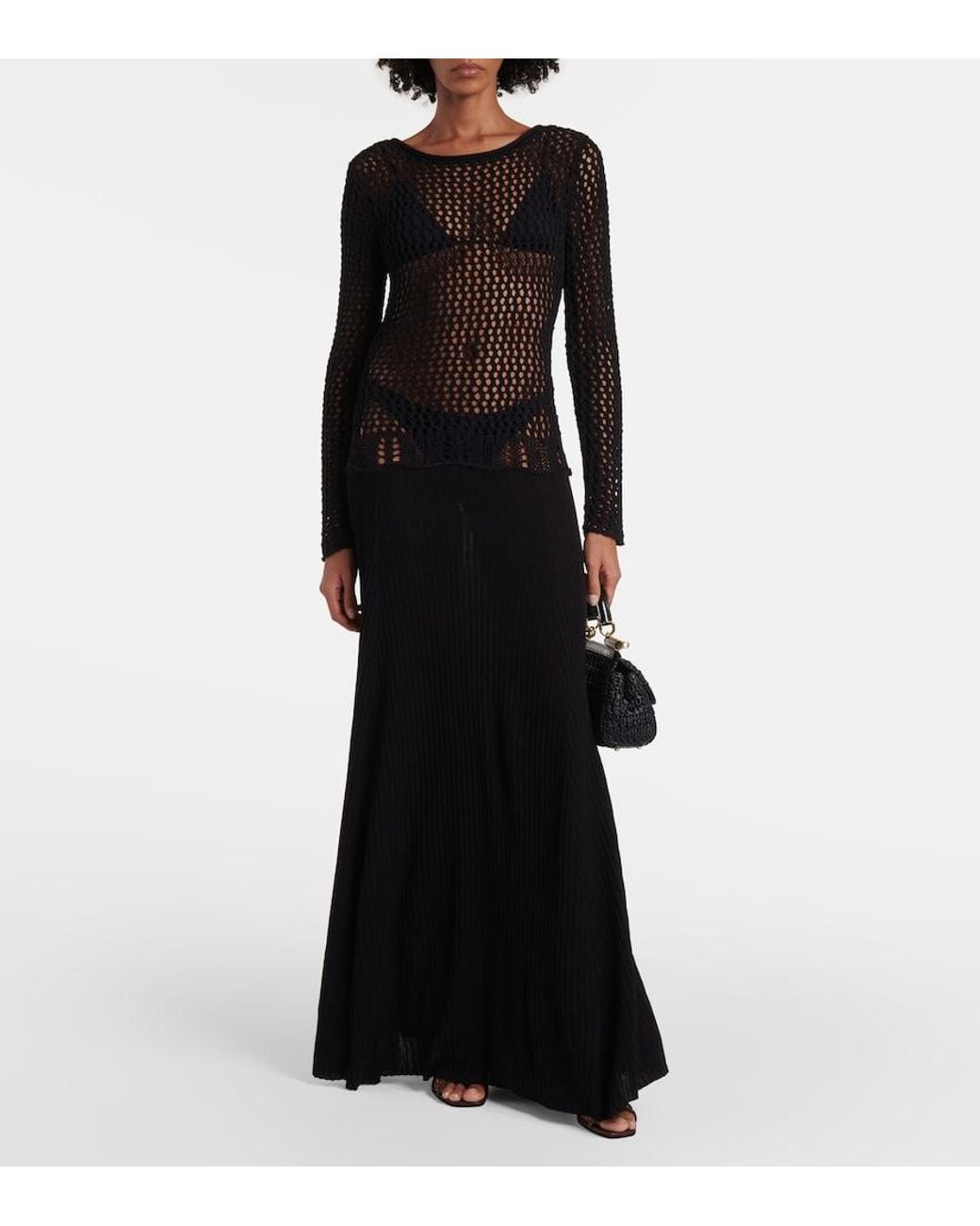 Christopher Esber Black Sheer Cotton-Blend Maxi Dress