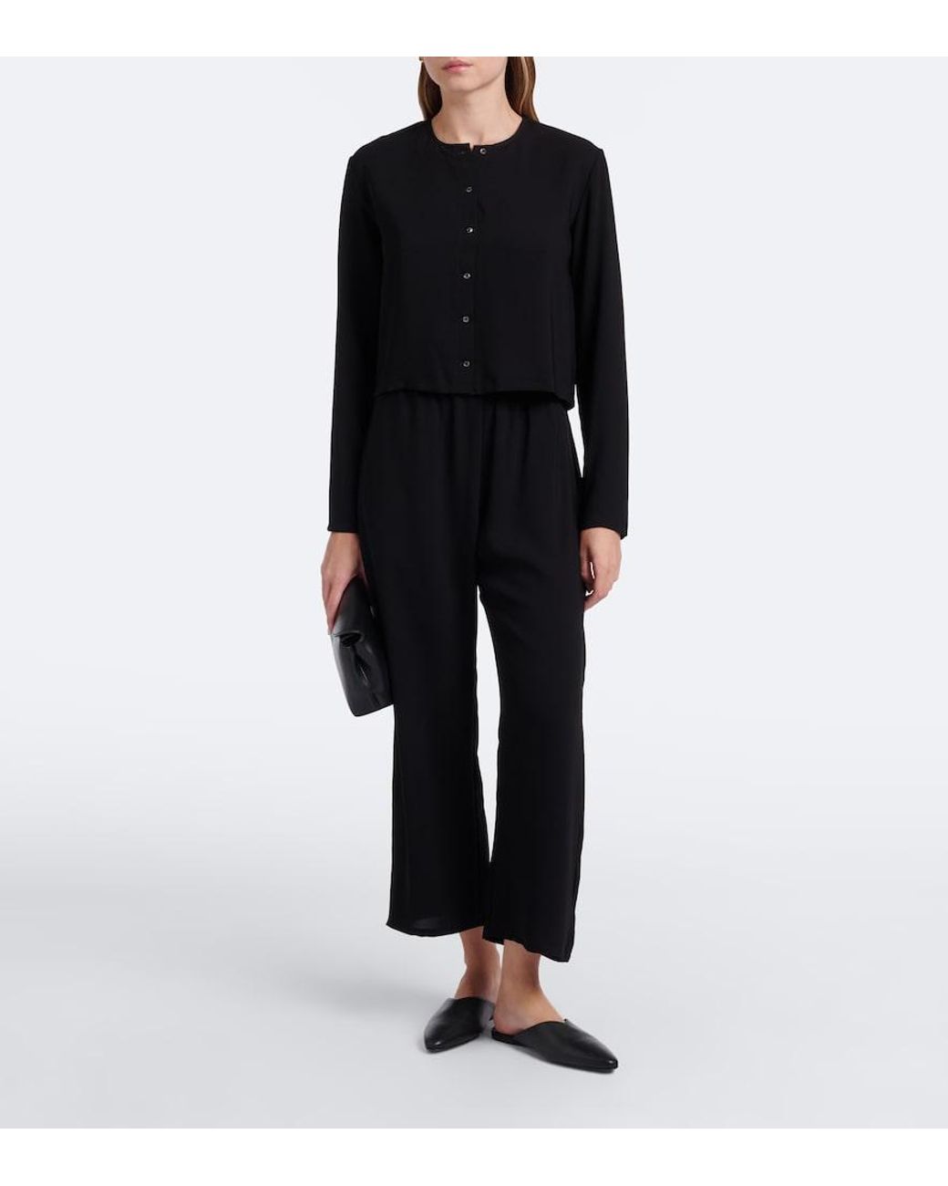 Leset Blue Ari Cropped Wide-Leg Pants