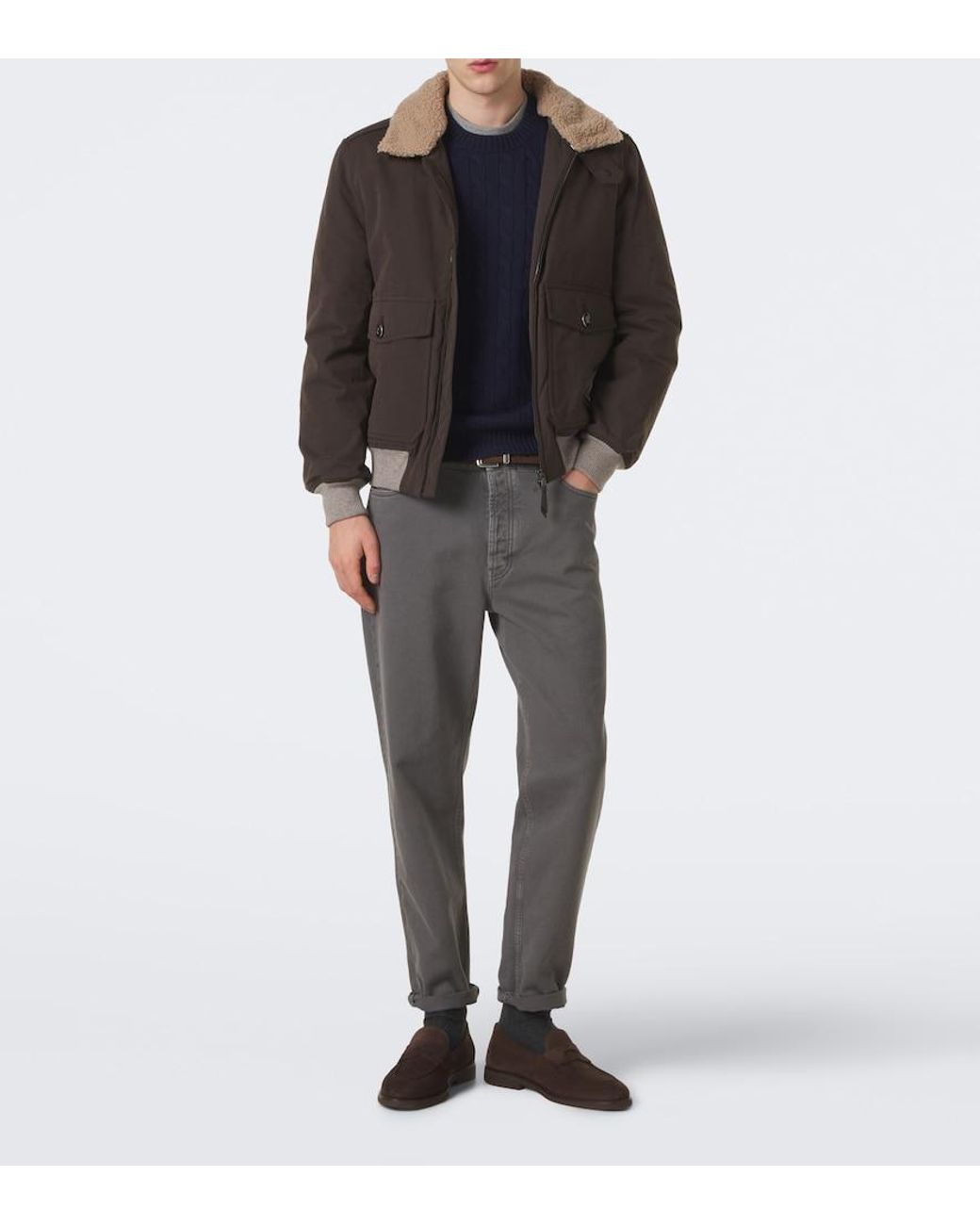 Brunello Cucinelli Blue Cable-Knit Cashmere Sweater for men