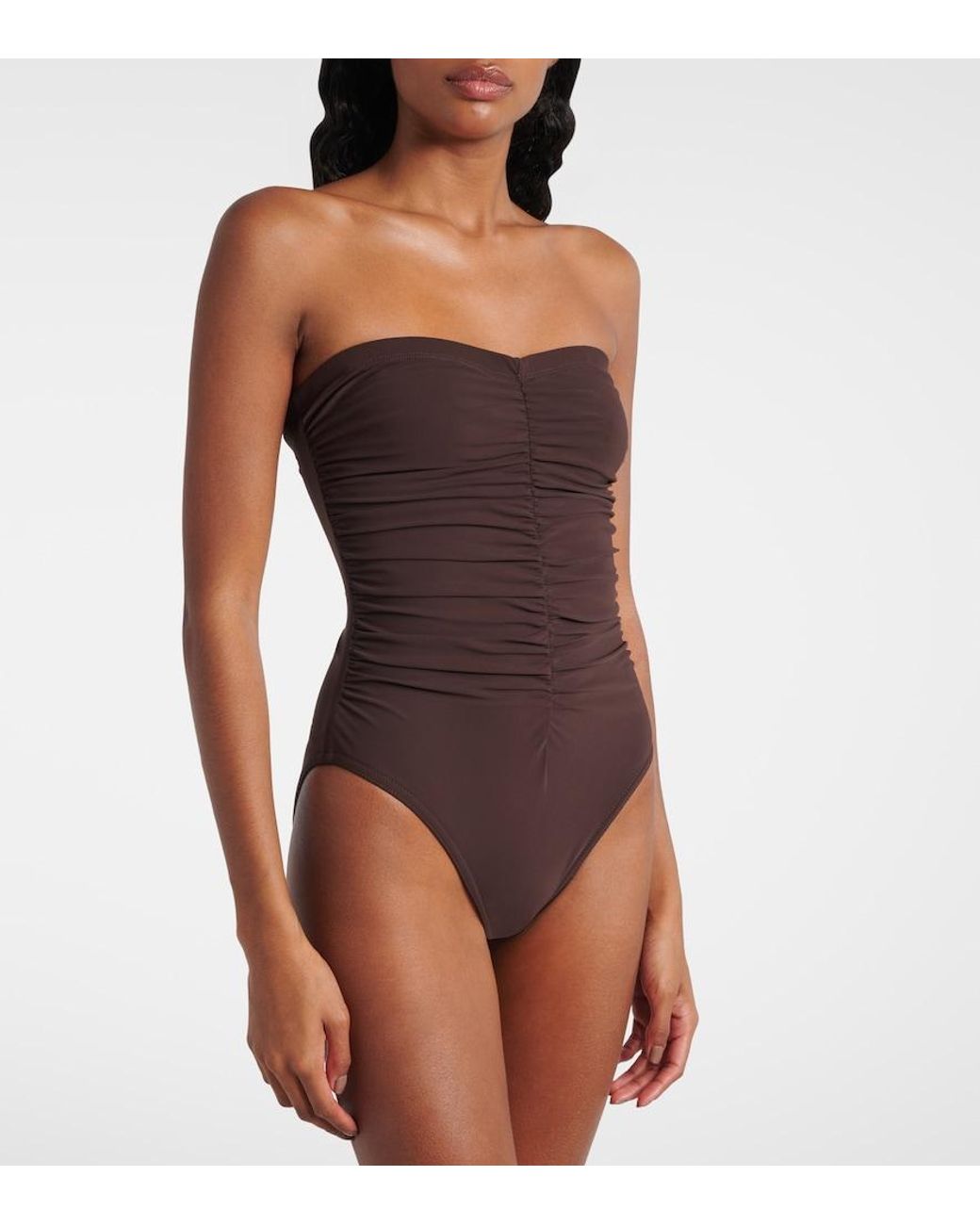 Karla Colletto Brown Basics Ruched Swimsuit