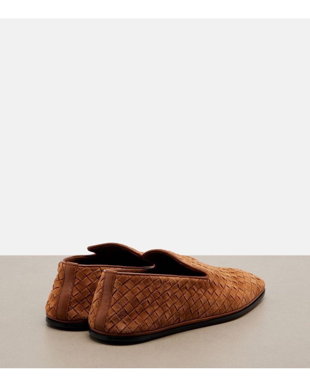 Bottega Veneta Brown Palazzo Intrecciato Suede Loafers