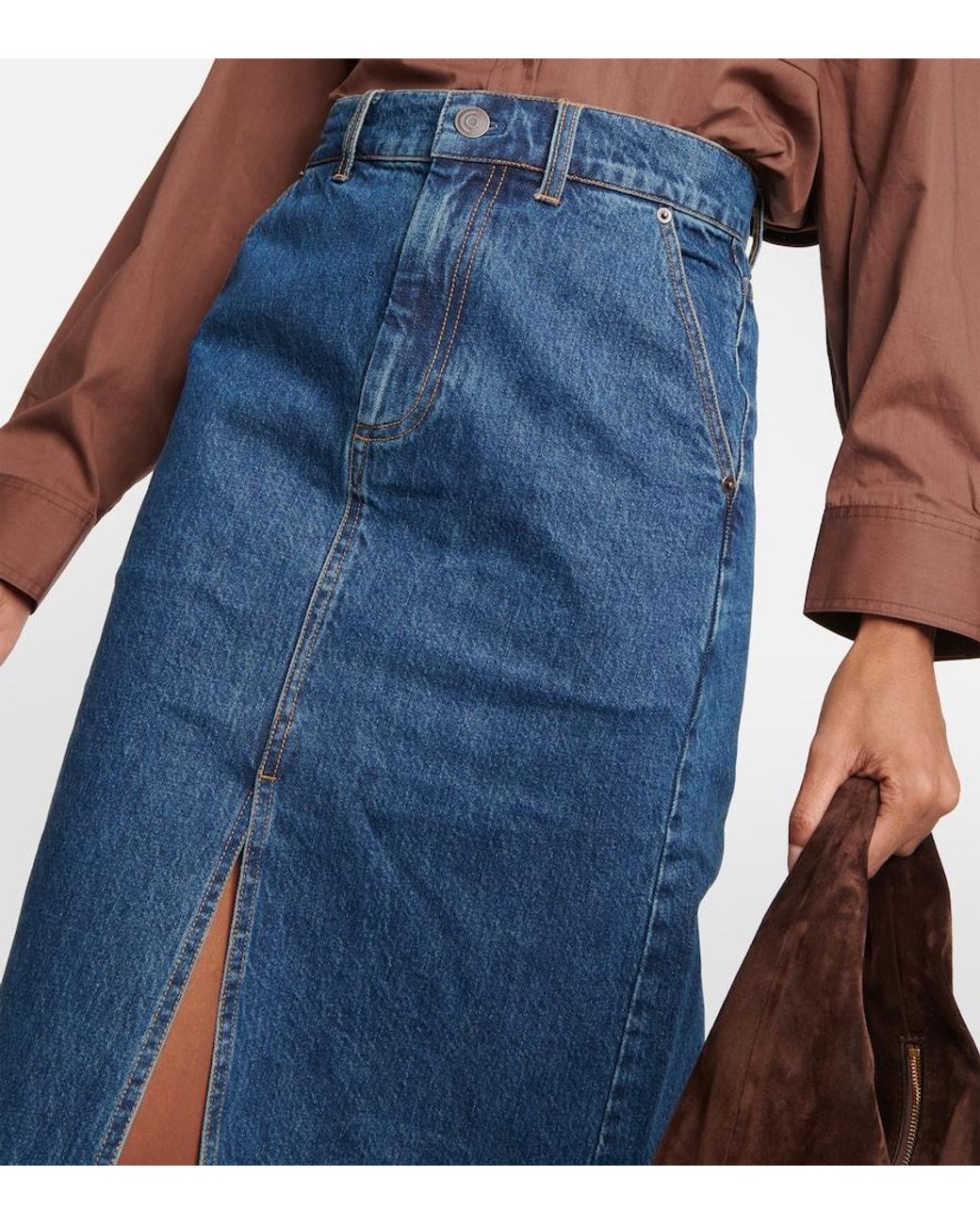 Co. Blue Denim Midi Skirt