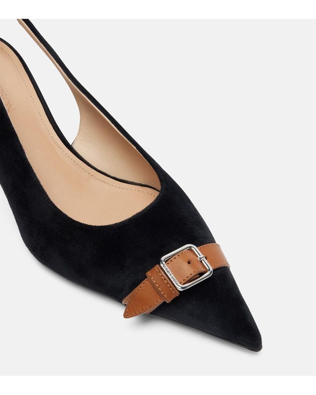 J.W. Anderson Black Leather-Trimmed Velvet Slingback Pumps