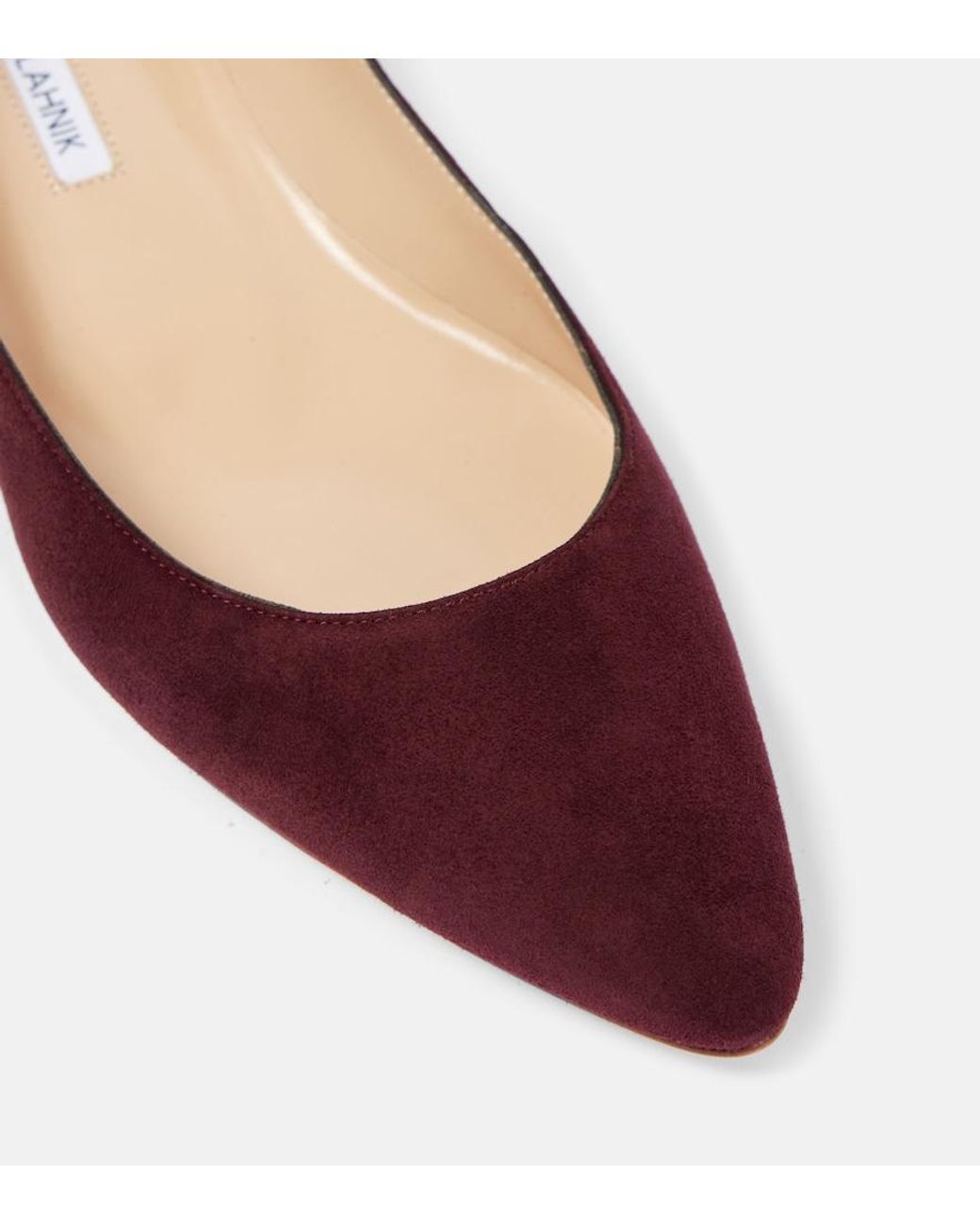 Manolo Blahnik Red Bb Suede Ballet Flats