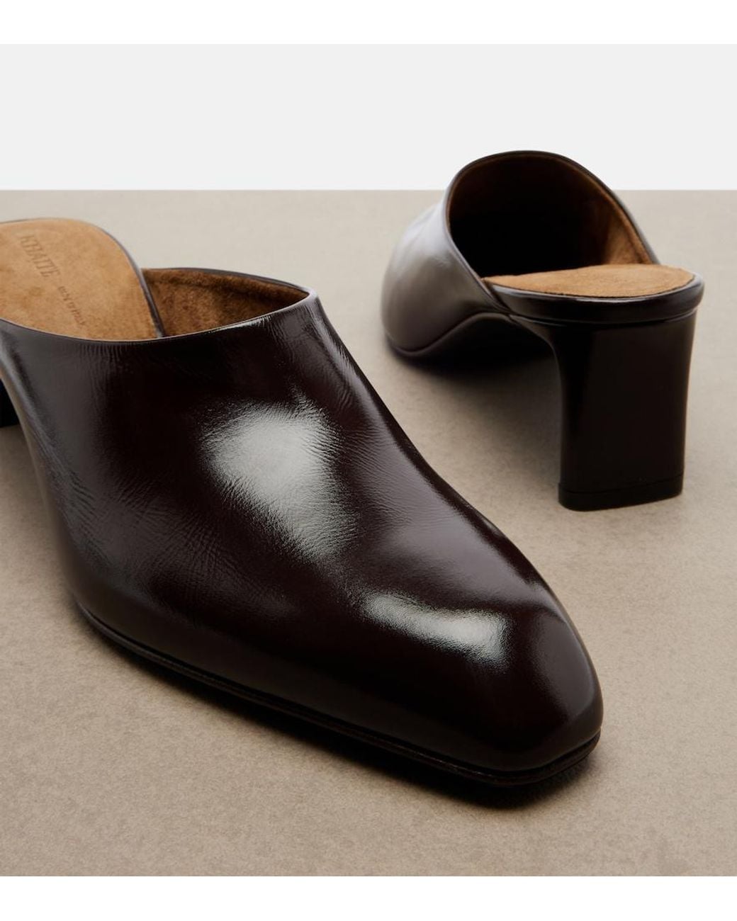 Khaite Brown Colt Leather Mules