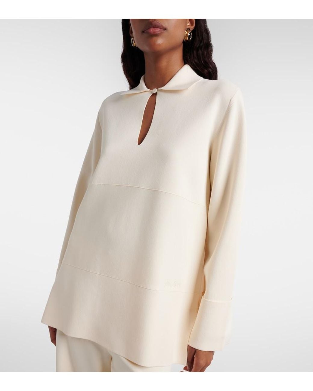 Max Mara White Jersey Top