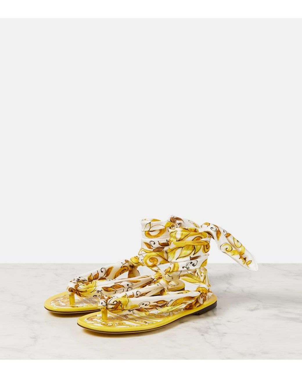 Dolce & Gabbana Metallic Printed Silk Twill Sandals
