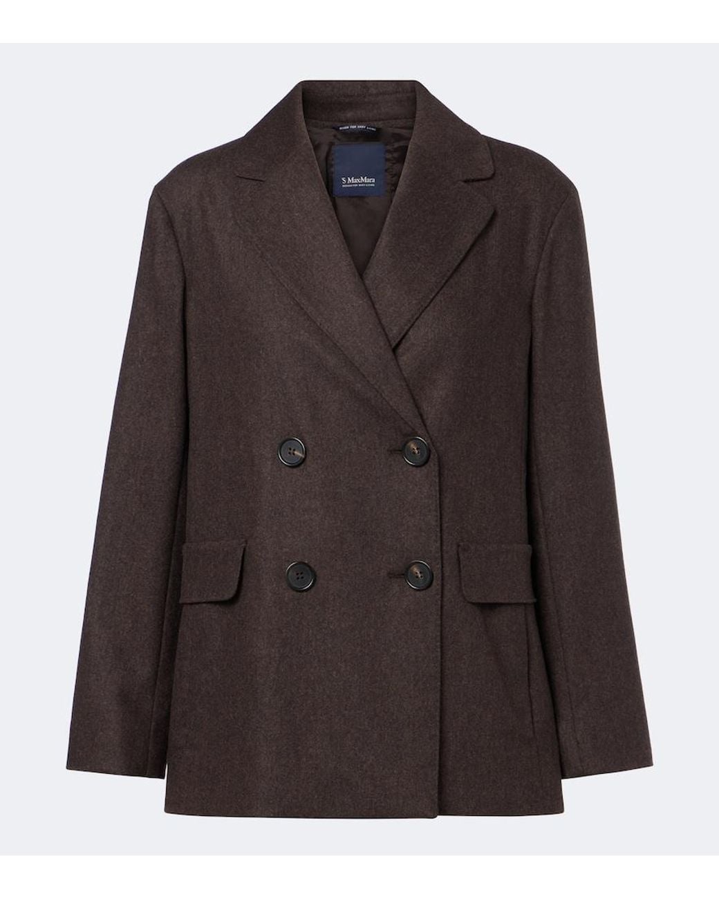 Max Mara Brown Double-Breasted Wool Blazer