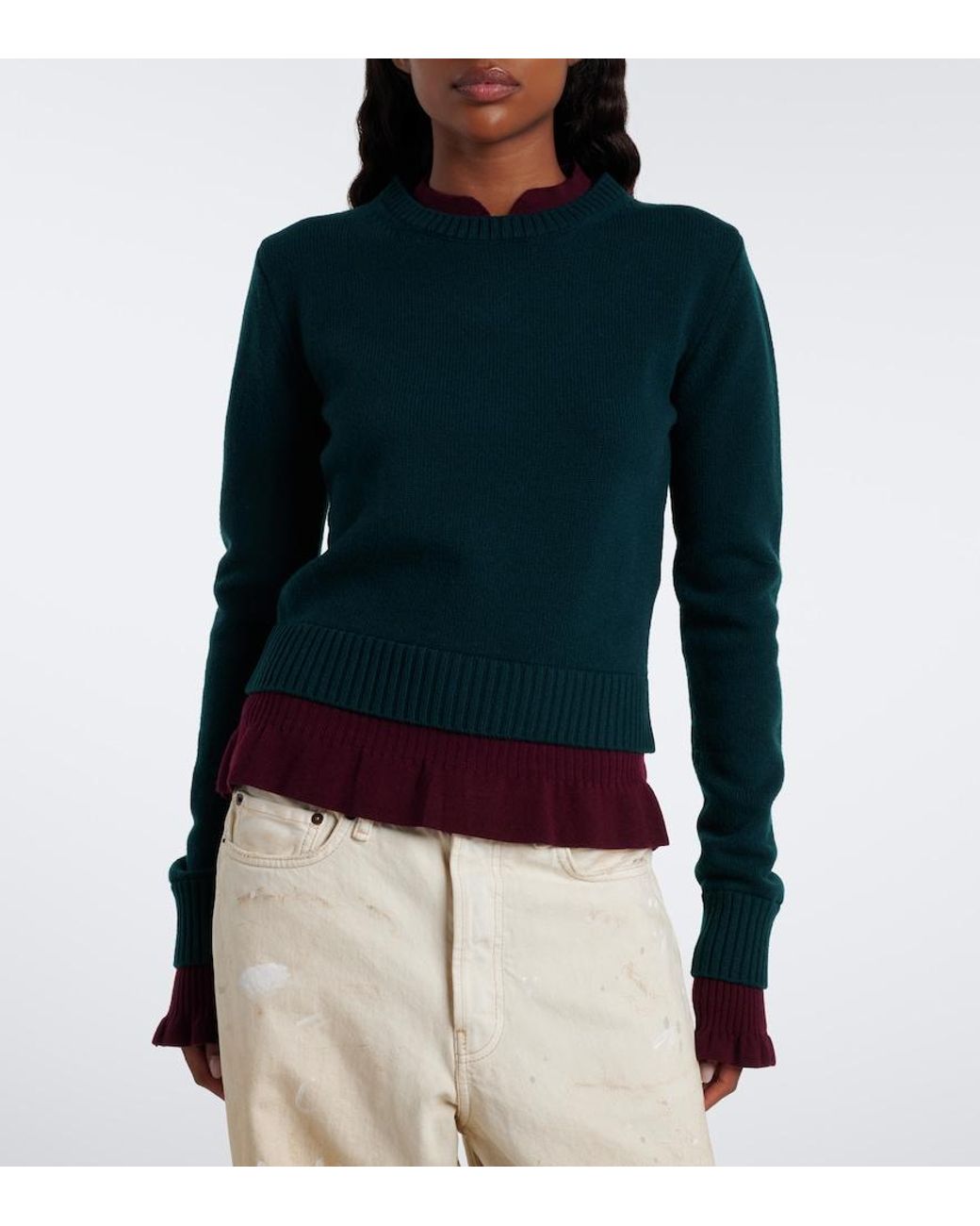 Acne Blue Layered Wool Sweater