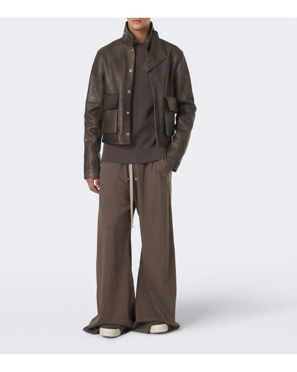 Rick Owens Brown Tower Alice Leather Jacket for men