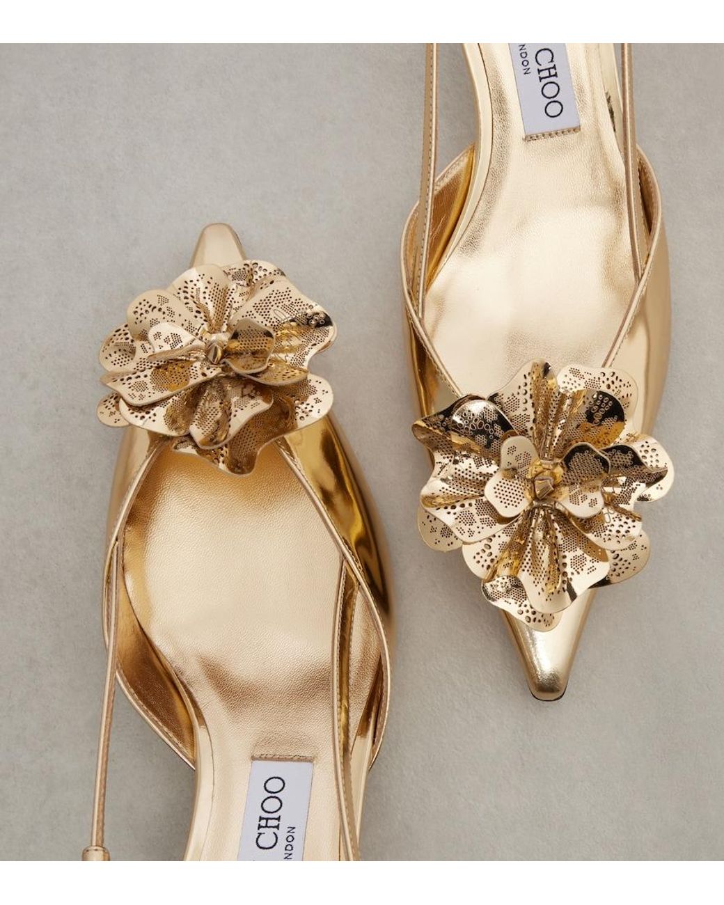 Jimmy Choo Metallic Mimmi 50 Leather Slingback Pumps