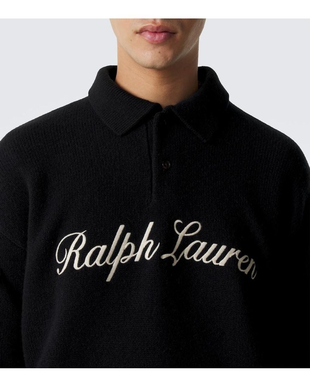 Polo Ralph Lauren Black Logo Wool And Alpaca Polo Sweater for men
