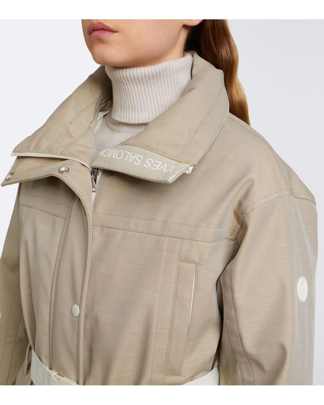 Yves Salomon Natural Belted Shearling-Trimmed Ski Jacket