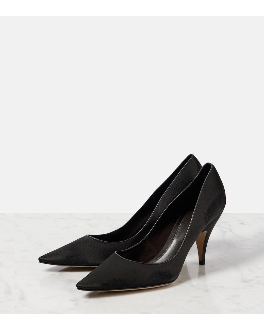 The Row Black Liisa Satin Pumps