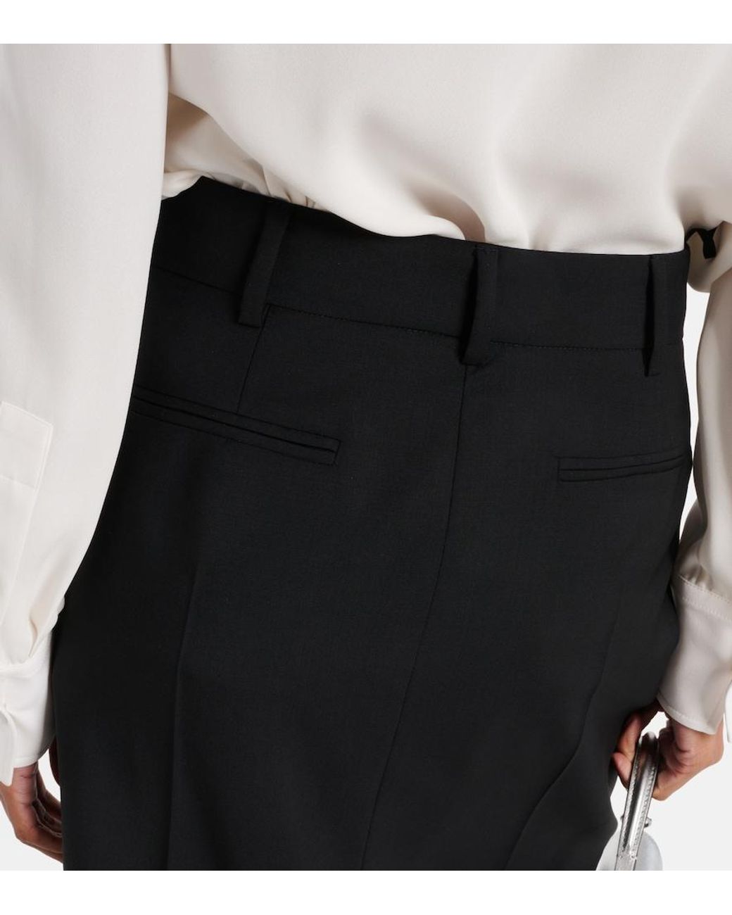 Valentino Black Wool-Blend Maxi Skirt