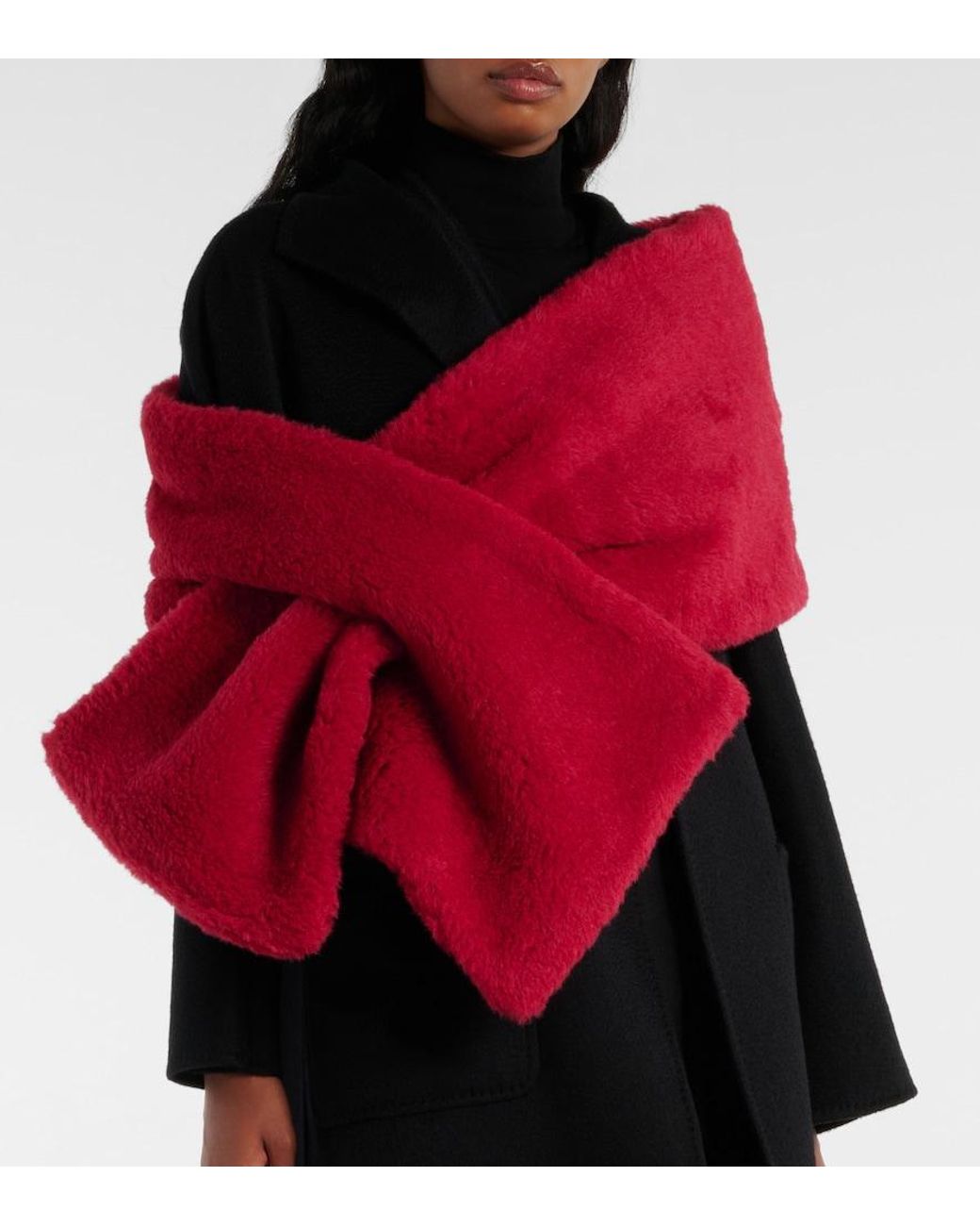 Max Mara Red Full Teddy Scarf