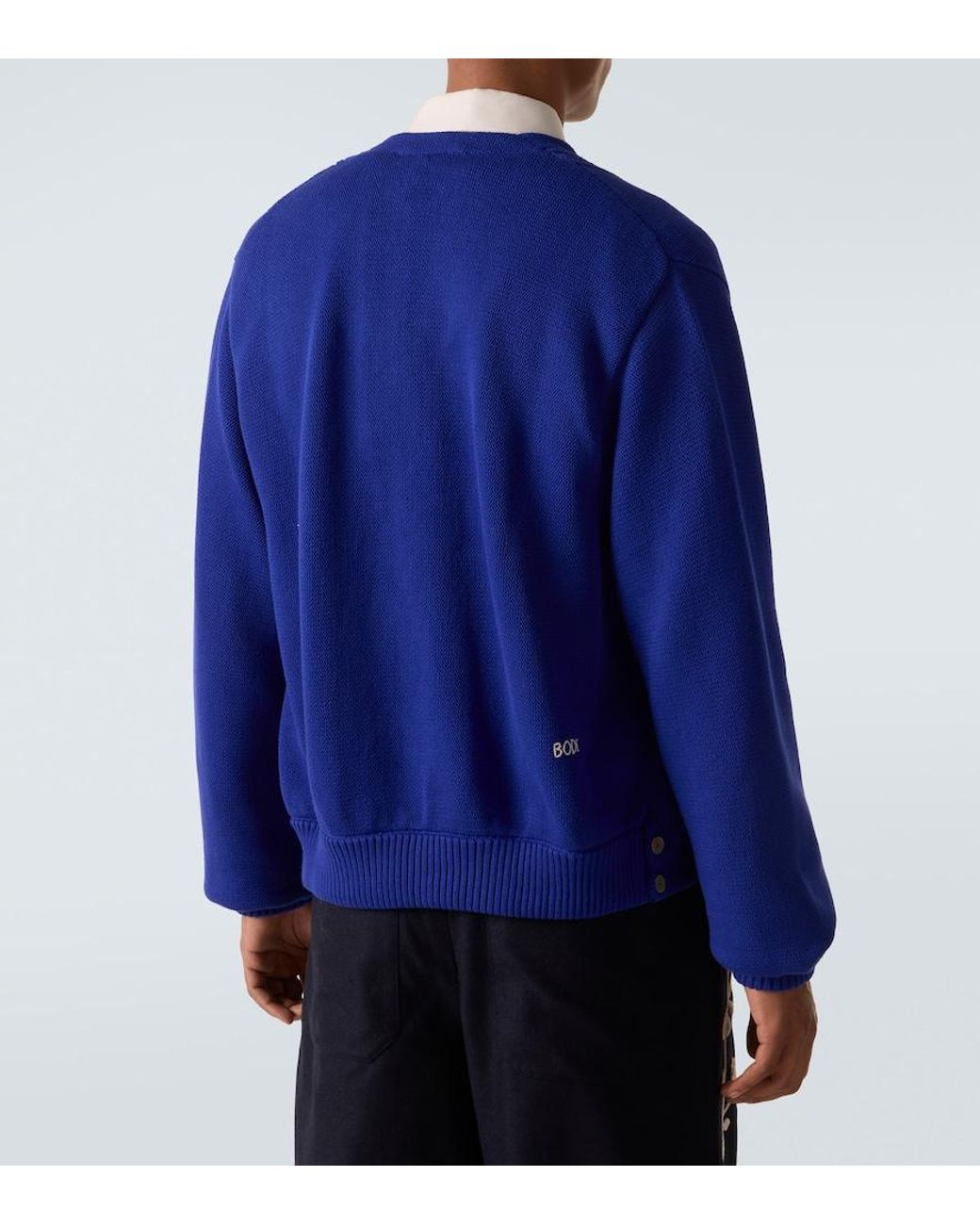 Bode Blue Cotton Cardigan for men